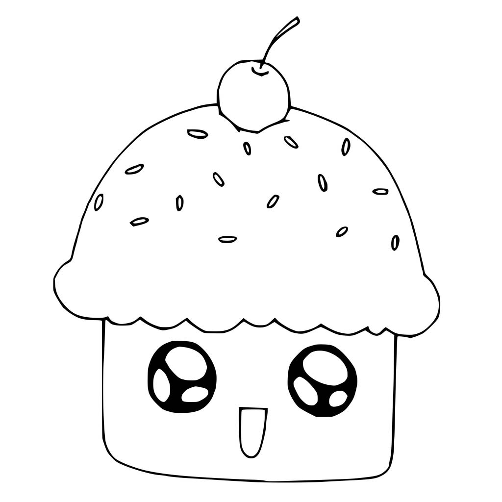 1024x1024 Cute Cupcake Coloring Pages