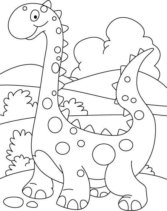 560x706 Walking Cute Dino Coloring Printout Dla Dzieci
