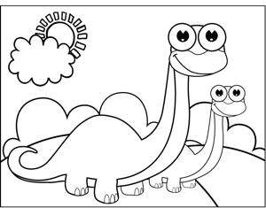 300x235 Cute Dinosaurs Coloring Page