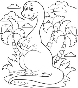 300x340 Cute Dinosaur Coloring Pages