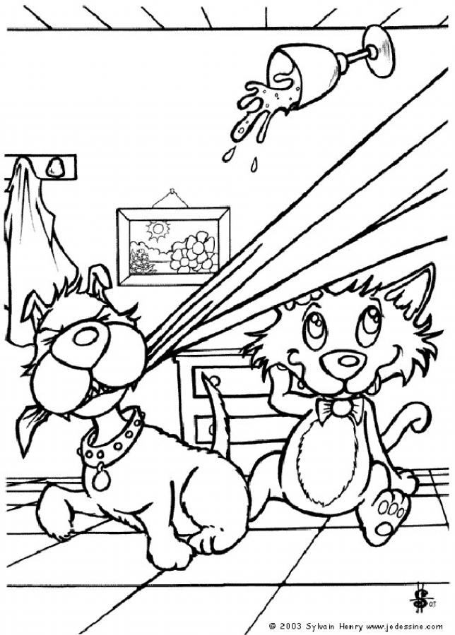 644x900 Dog And Cat Coloring Page Pages Excellent Dogs Cats