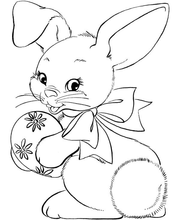 600x734 Cute Easter Bunny Coloring Page Batch Coloring