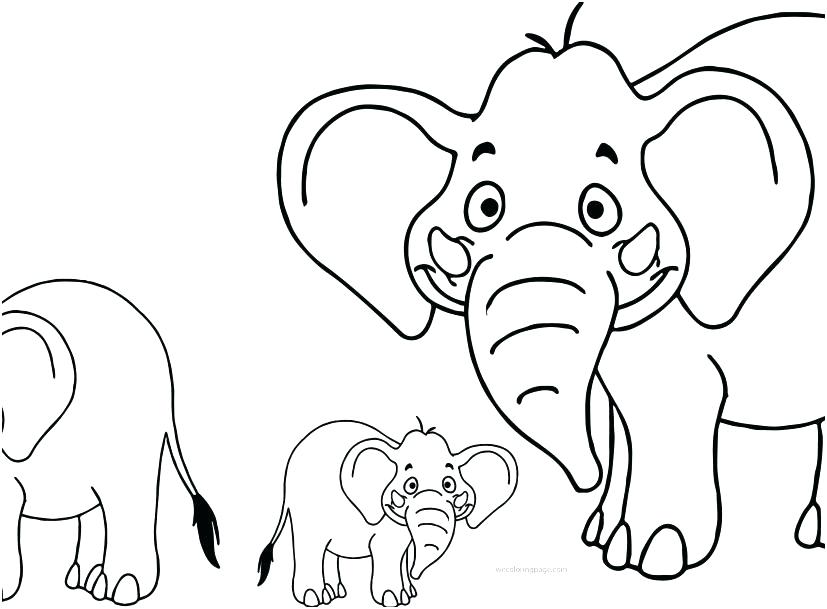 827x609 Cute Elephant Coloring Pages