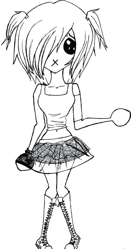 541x1024 Emo Girl Coloring Pages Girls Free Printable Anime