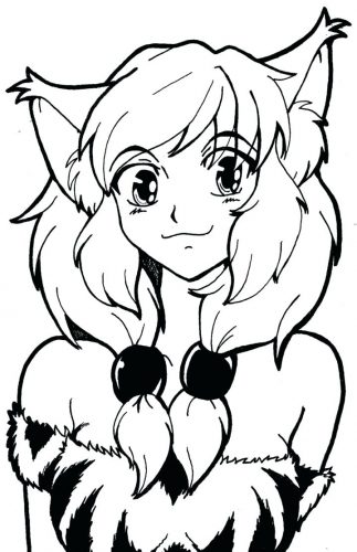 323x500 Coloring Pages Anime Girl Coloring Pages Pics Of Furry Cat Page