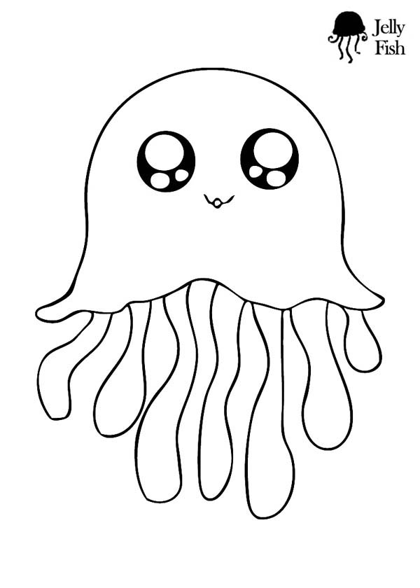 600x840 Jellyfish Cute Icon Coloring Page