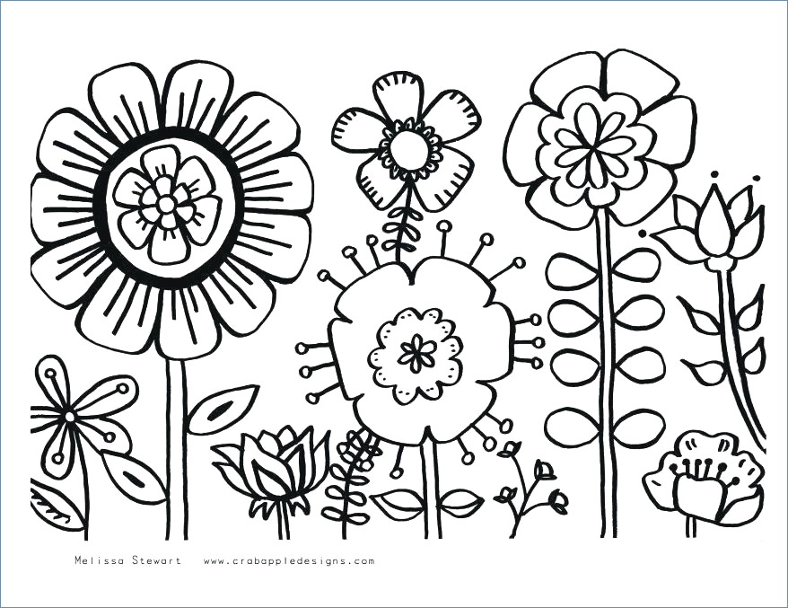 878x677 Spring Flowers Coloring Pages Children