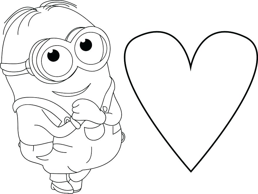 878x660 Flowers And Hearts Coloring Pages Cute Heart Coloring Pages Minion