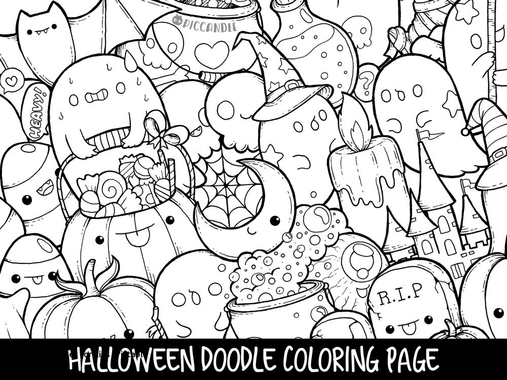 1000x750 Kawaii Coloring Sheet Lovely Halloween Doodle Coloring Page