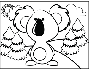 300x234 Cute Koala Coloring Page