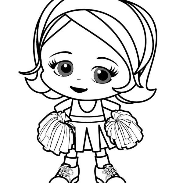 600x600 Cute Girl Coloring Pictures Cute Little Girl Cheerleader Coloring