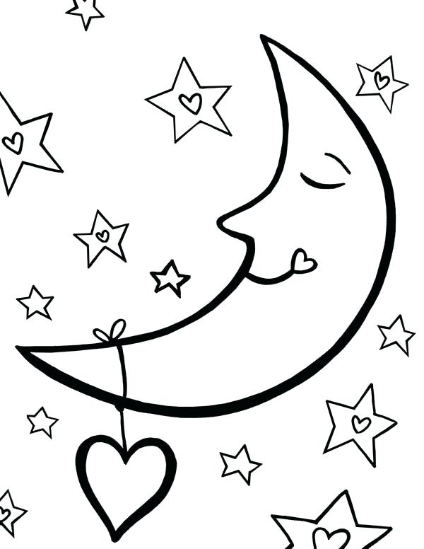 600x776 Love Color Pages Moon Sleeping With Full Of Love Coloring Page