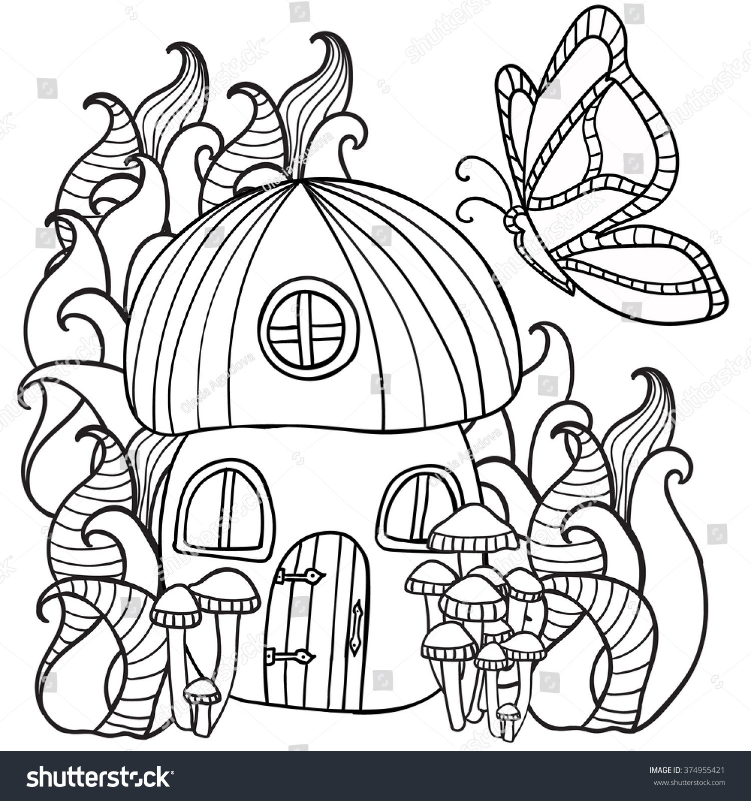 1500x1600 Smurf Mushroom House Coloring Pages Cute For Adults Trippy Shroom