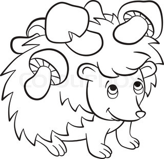 320x310 Coloring Pages Little Cute Kind Hedgehog Waters Mushrooms It