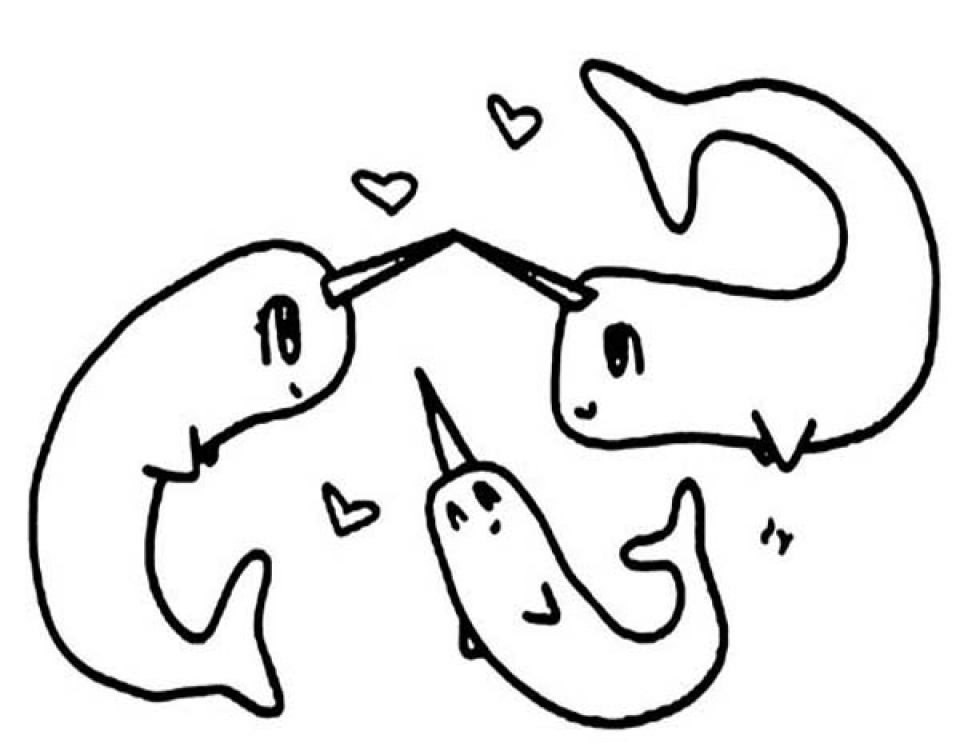 Cute Narwhal Coloring Pages