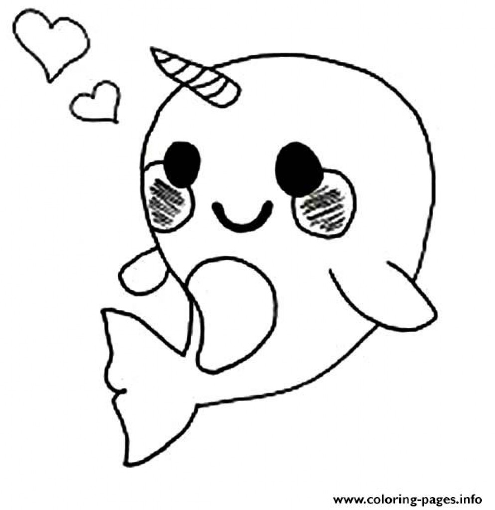 993x1024 Cute Baby Narwhal Coloring Page Pages Printable In Exceptional Acpra