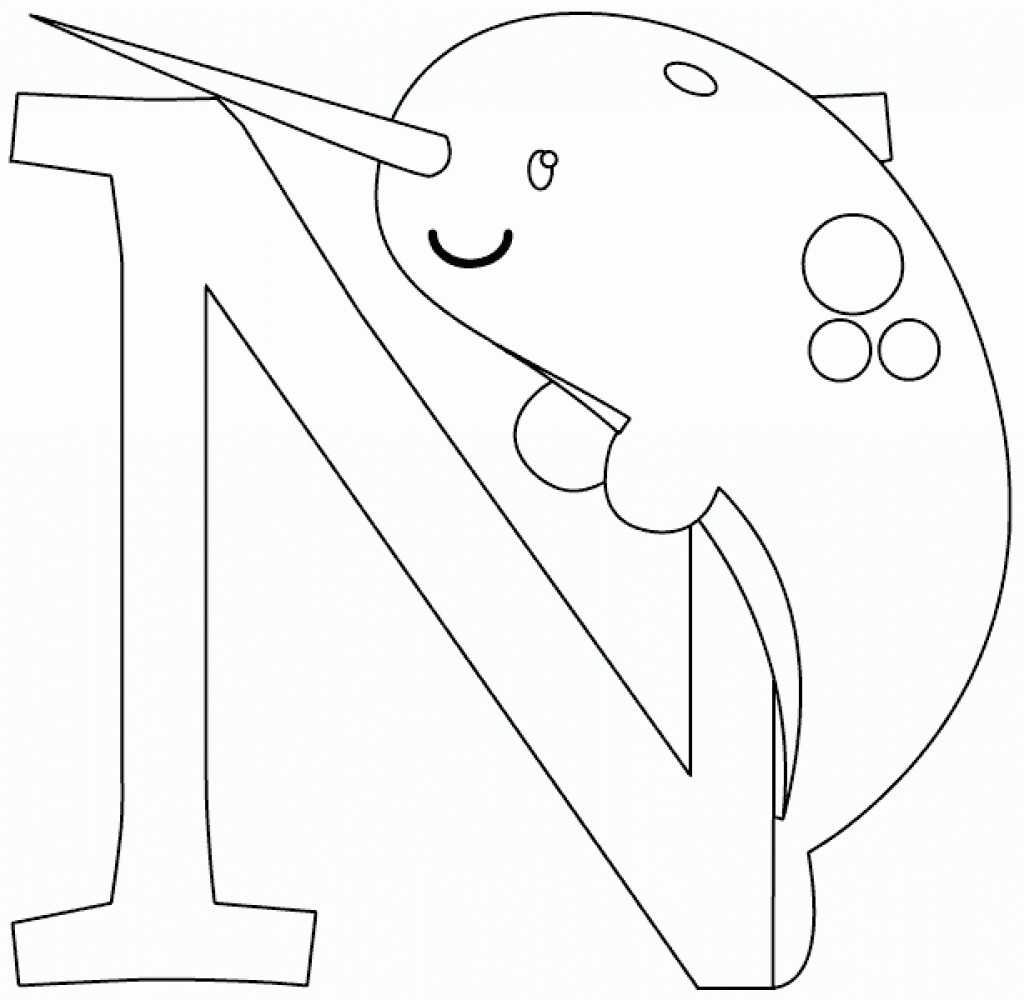 1024x1000 Narwhal Coloring Page