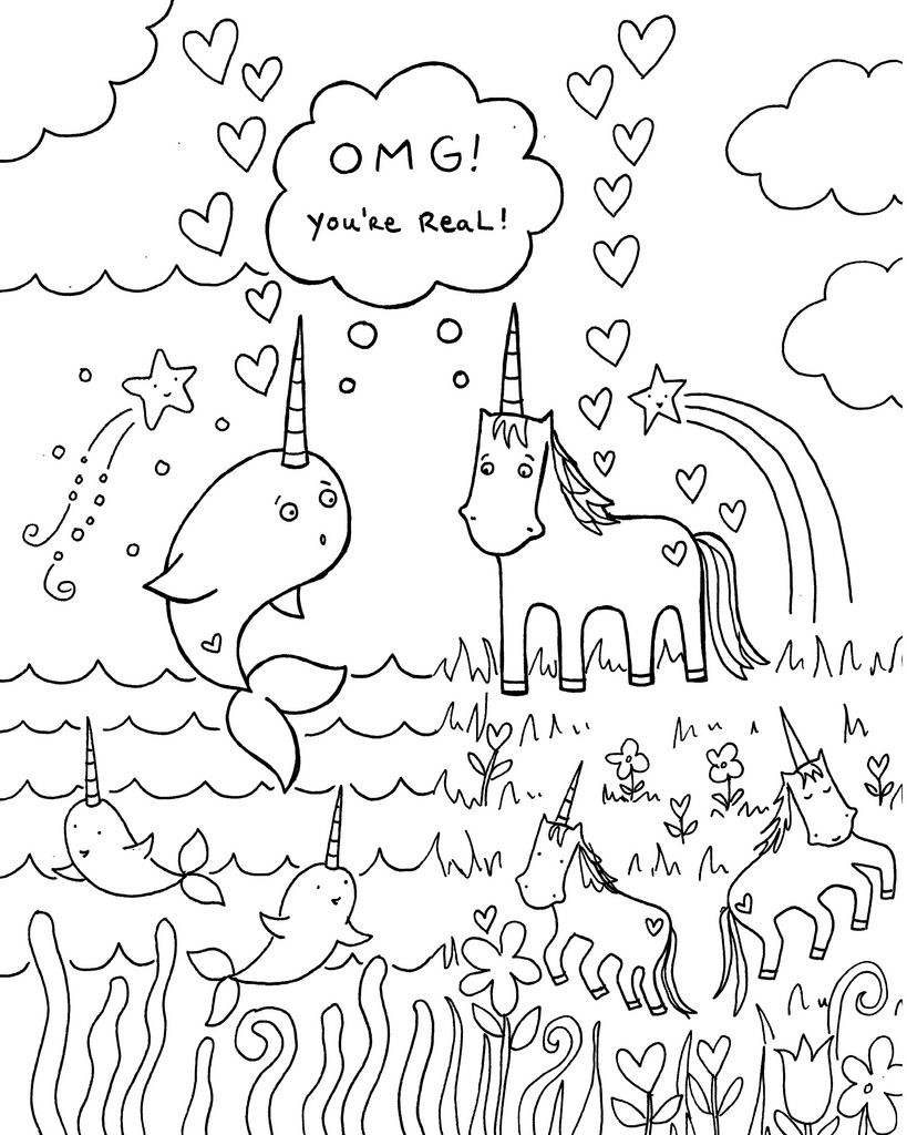 819x1024 All Sizes Free Download Narwhal Unicorn Coloring Book Page