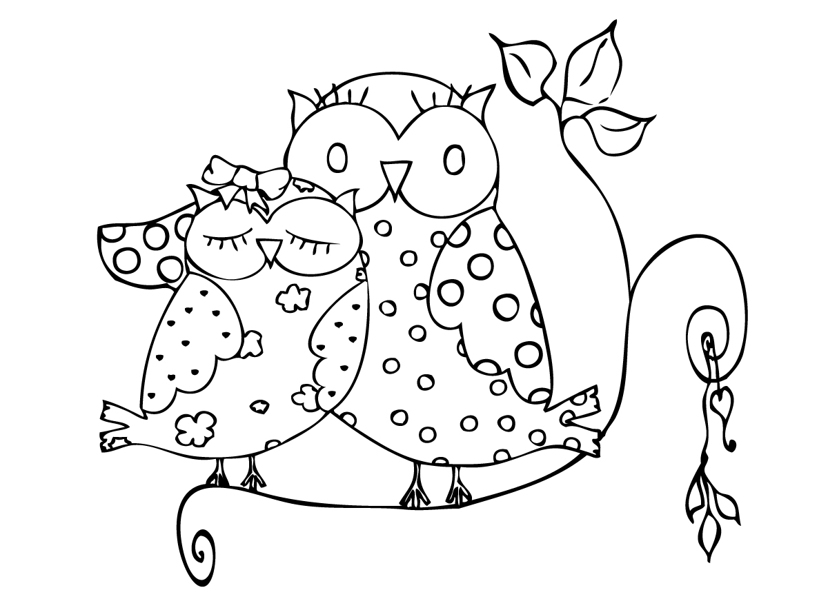 1200x872 Owl Valentines Coloring Pages