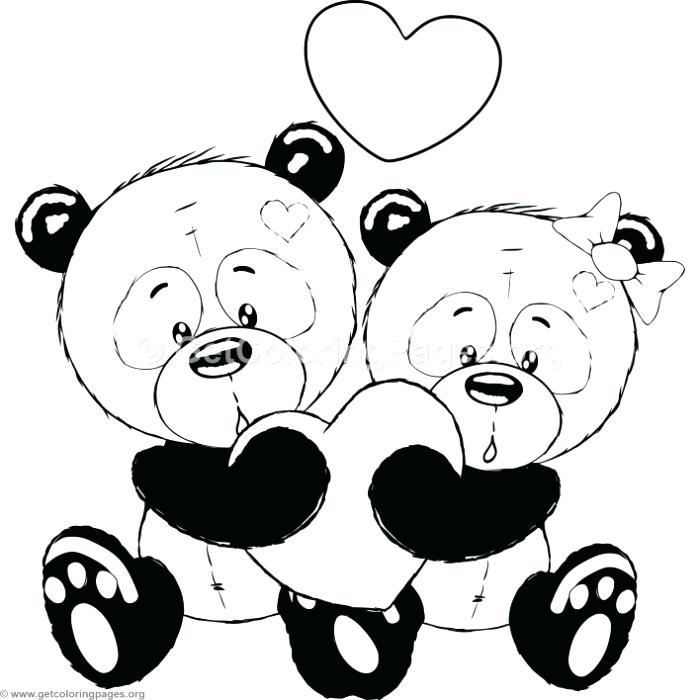700x700 Cute Panda Coloring Pages Cartoon Animal Romantic Couple In Love