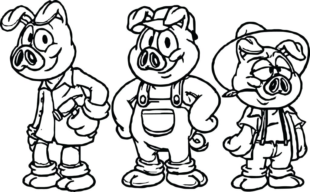1024x635 Cute Pig Coloring Pages Printable Coloring Three Little Pigs
