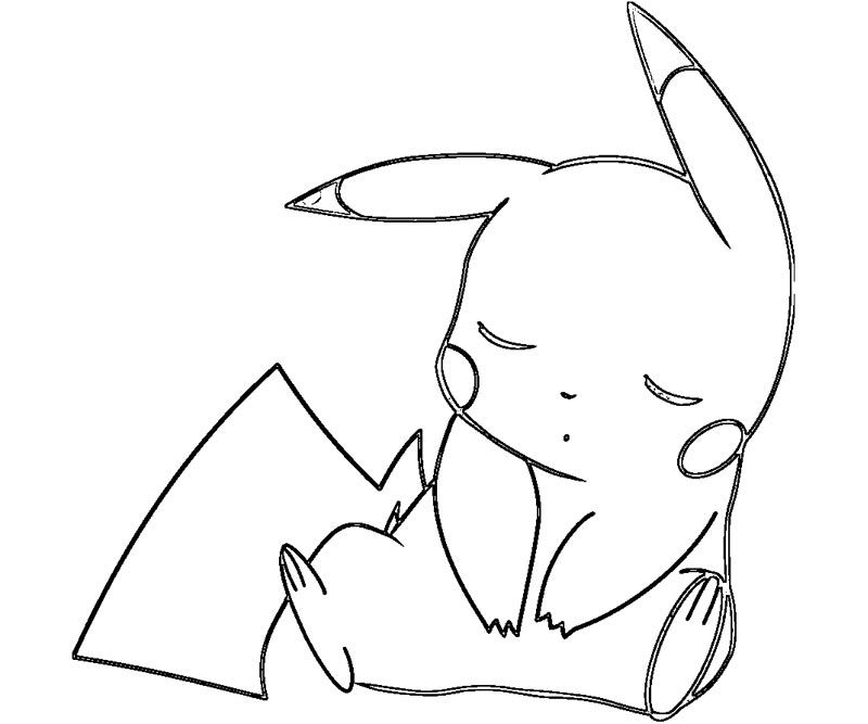 800x667 Pikachu Sleeping Coloring Page Free Printable