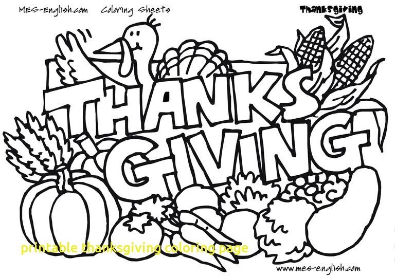 768x539 Printable Thanksgiving Coloring Page With Cute Printable