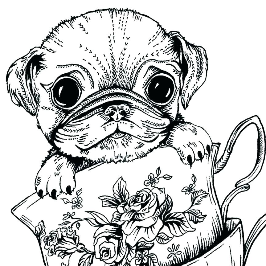 863x863 Pug Coloring Pages Pug Coloring Teacup Pug Greeting Card Coloring
