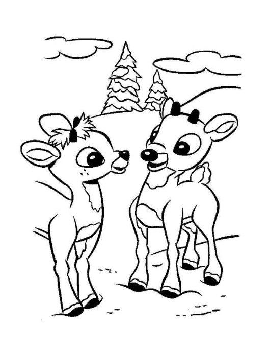 530x685 Rudolph Reindeer And Family Coloring Page