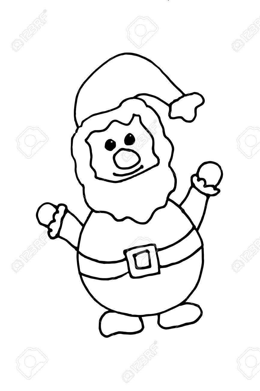 866x1300 Monumental Santa Claus Outline Cheerful Christmas Cartoon Coloring