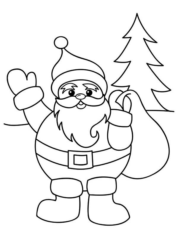 600x796 Santa Claus With Christmas Sack On His Back Coloring Page