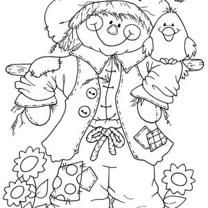 300x300 Cute Scarecrow Coloring Pages Copy Scarecrow Coloring Pages