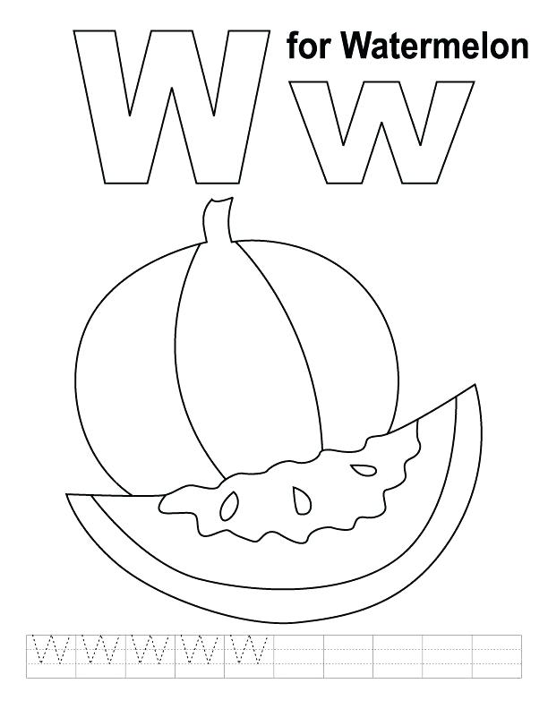 612x792 Watermelon For Coloring W For Watermelon Coloring Page