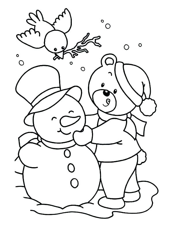 600x785 Winter Coloring Pages For Preschool And Print Playing Snow Winter