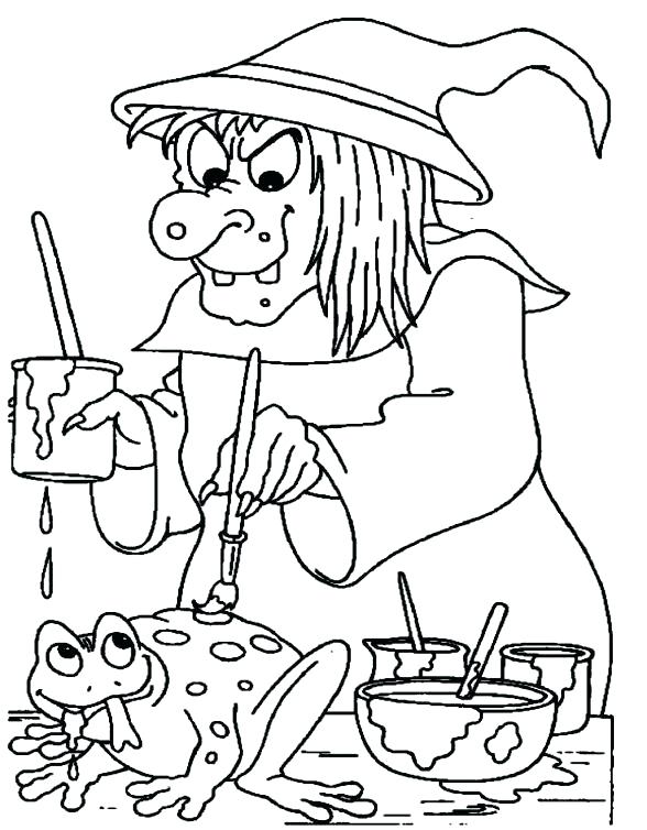 588x754 Witches Coloring Pages Happy Witch Rides Broom Cute Witch