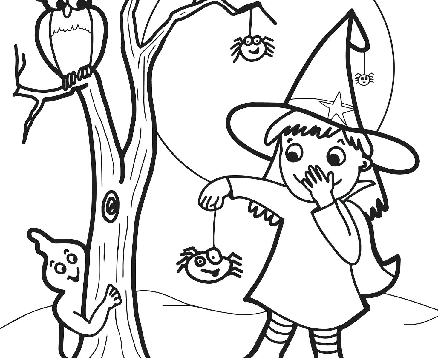 1466x1200 Cute Halloween Witch Coloring Pages Funny Ghost Page For Kids