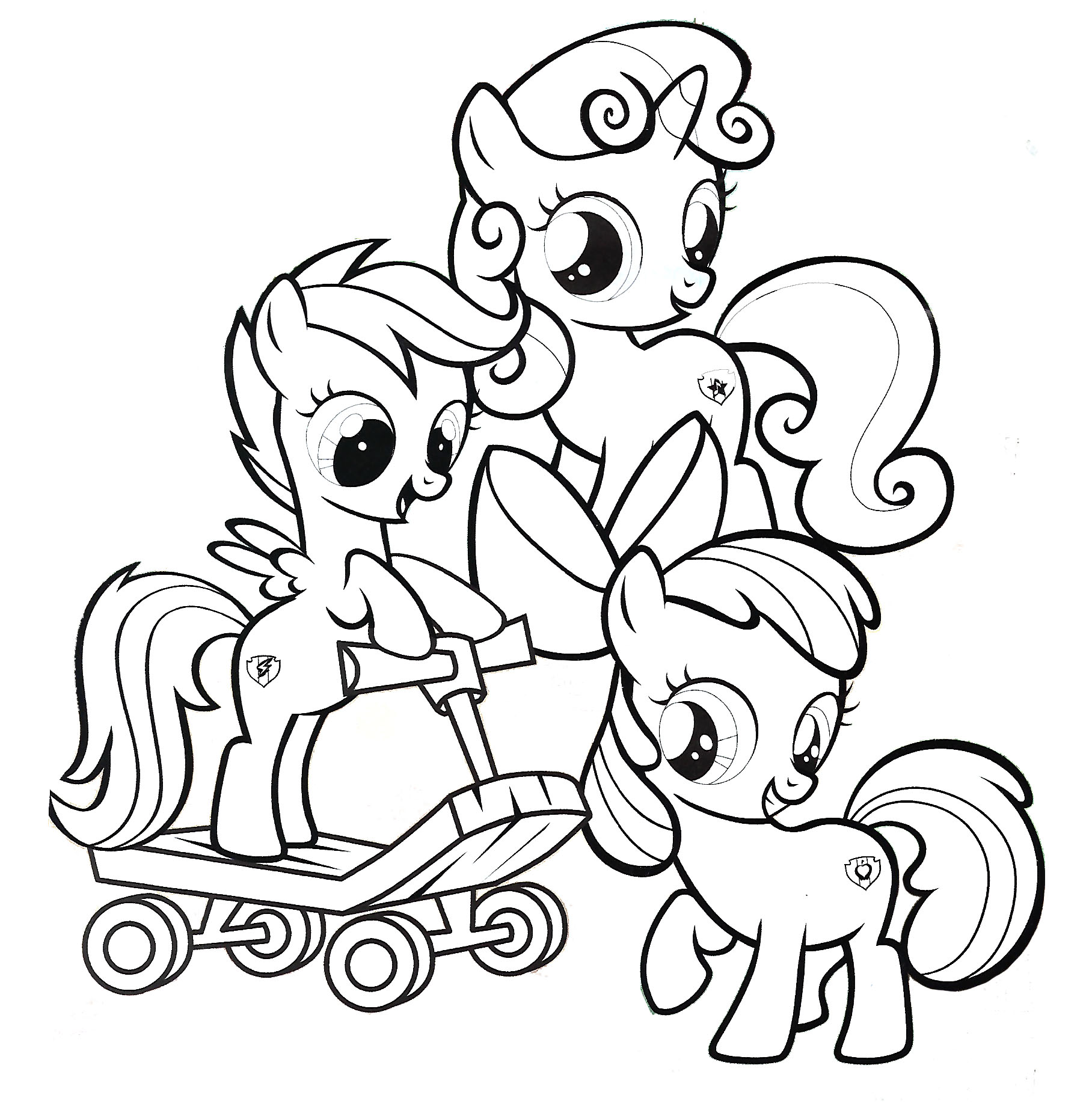 1816x1836 Cutie Mark Crusaders, My Little Pony Coloring Page Myndir