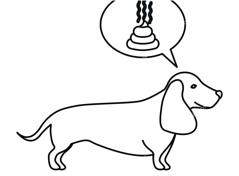 827x609 Weiner Dog Coloring Pages Black Contour With Dachshund Dog Poop