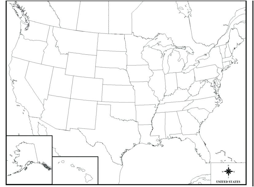 827x609 United States Map Coloring Page Easily United States Map Coloring