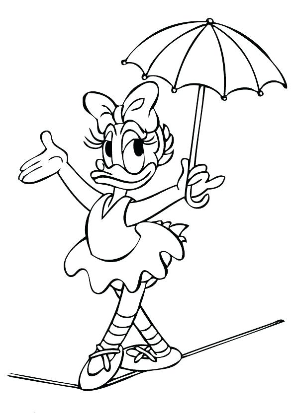 595x842 Donald Duck Coloring Pages Daisy Duck Wearing Umbrella Free Donald