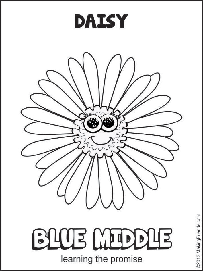 708x943 Blue Middle Daisy Petal Coloring Page Get Your Daisy Girl Scouts
