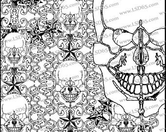 340x270 Skull Coloring Page Etsy
