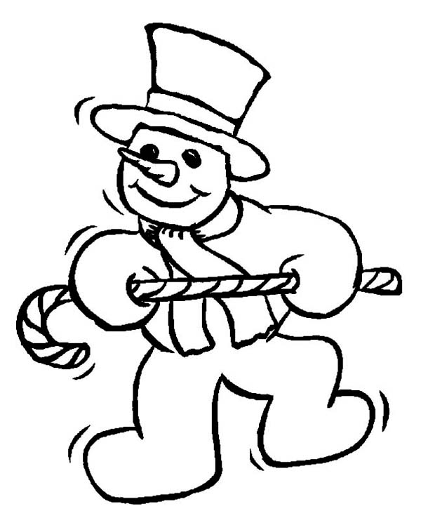 600x738 Mr Snowman Dancing On Winter Party Coloring Page
