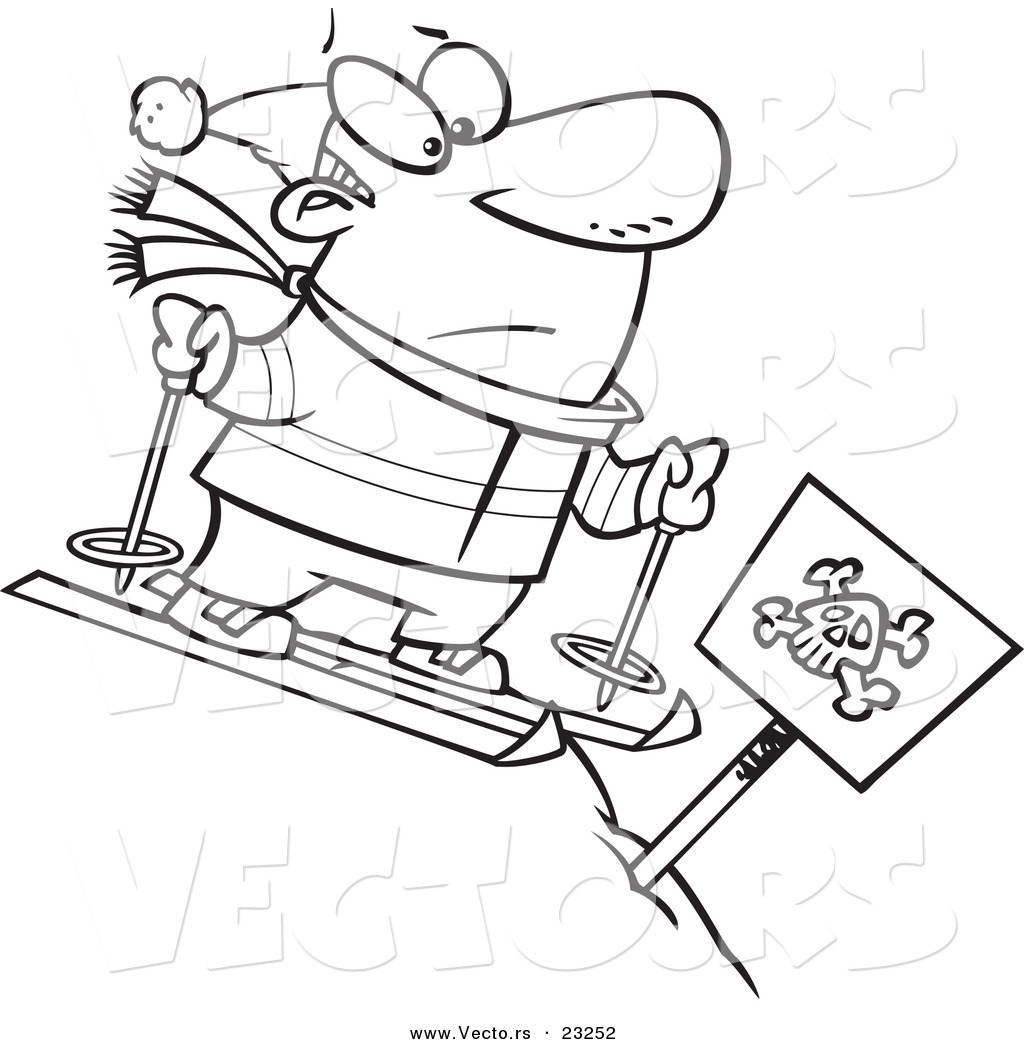 1024x1044 Vector Of A Cartoon Guy Skiing Down A Dangerous Slope