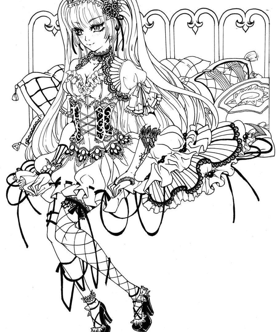 900x1080 Marvelous Gothic Fairy Coloring Page Printable Adult Goth Image