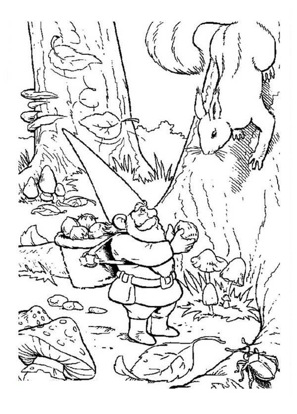 600x834 David The Gnome Give Peanut To A Squirrel Coloring Pages Batch
