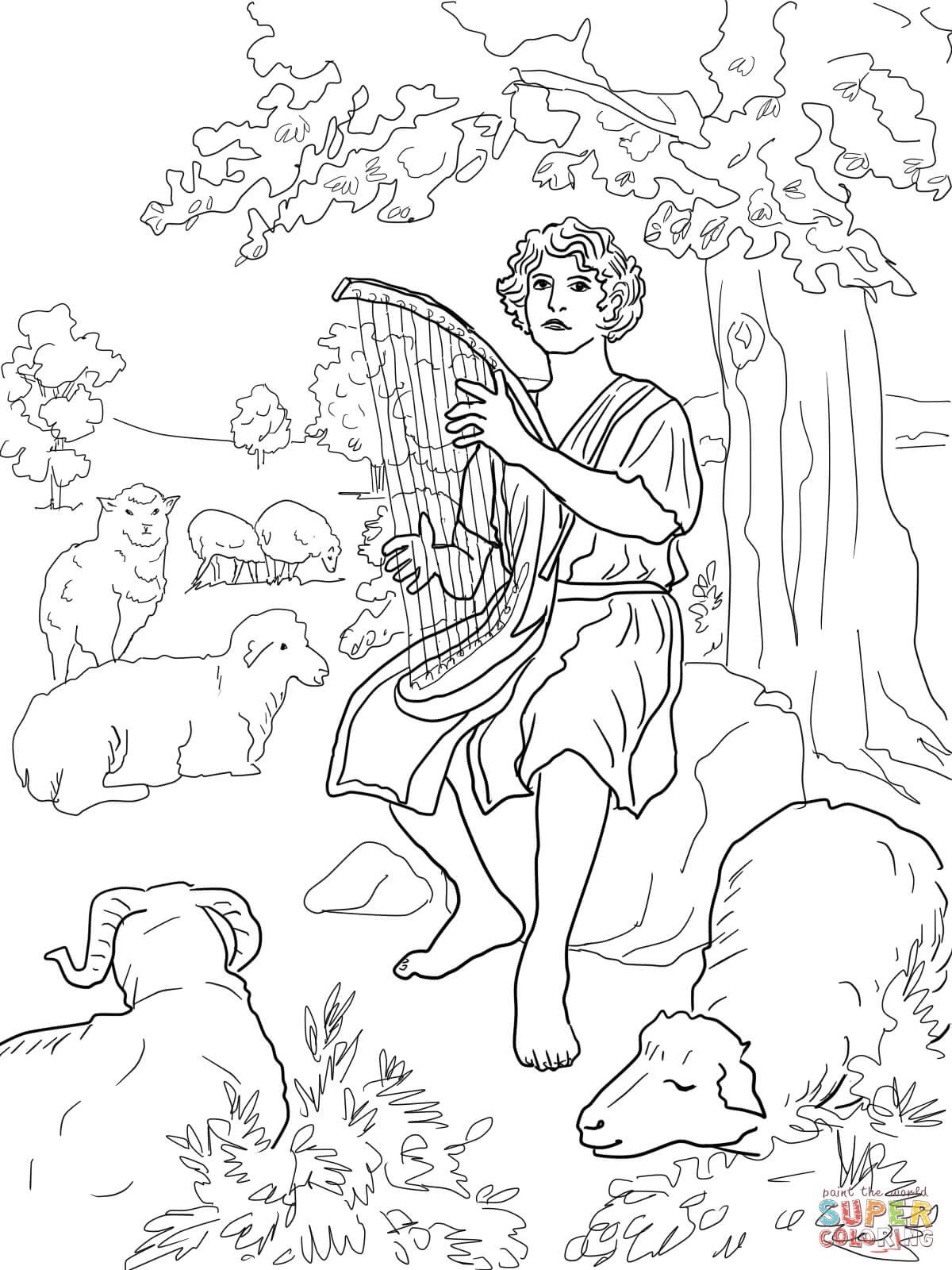 1200x1600 David The Shepherd Coloring Page