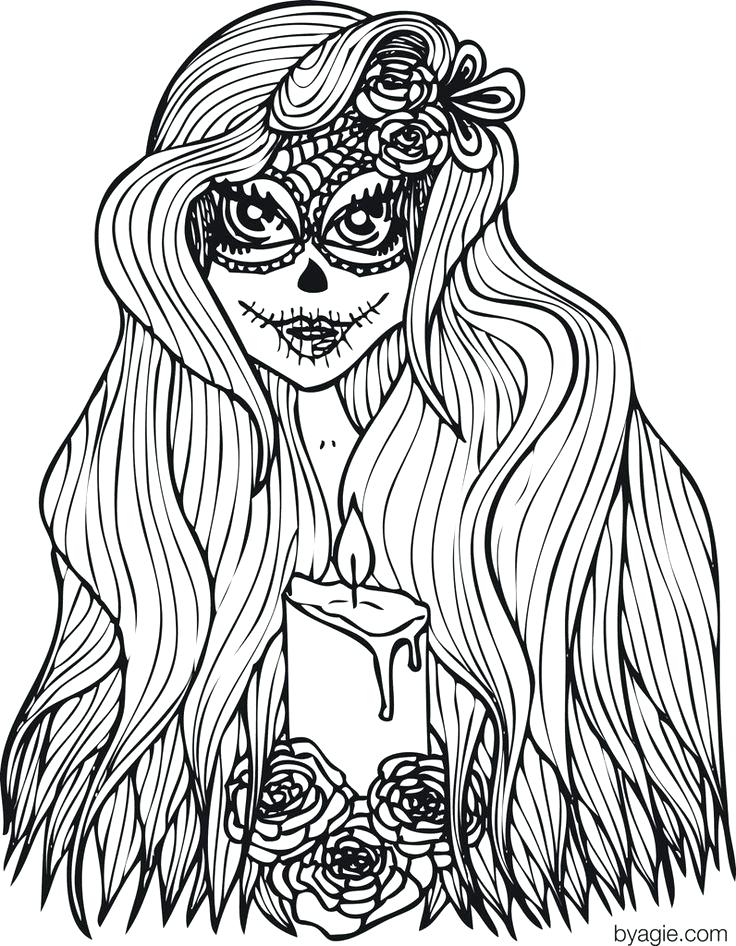 736x946 Free Printable Day Dead Coloring Pages