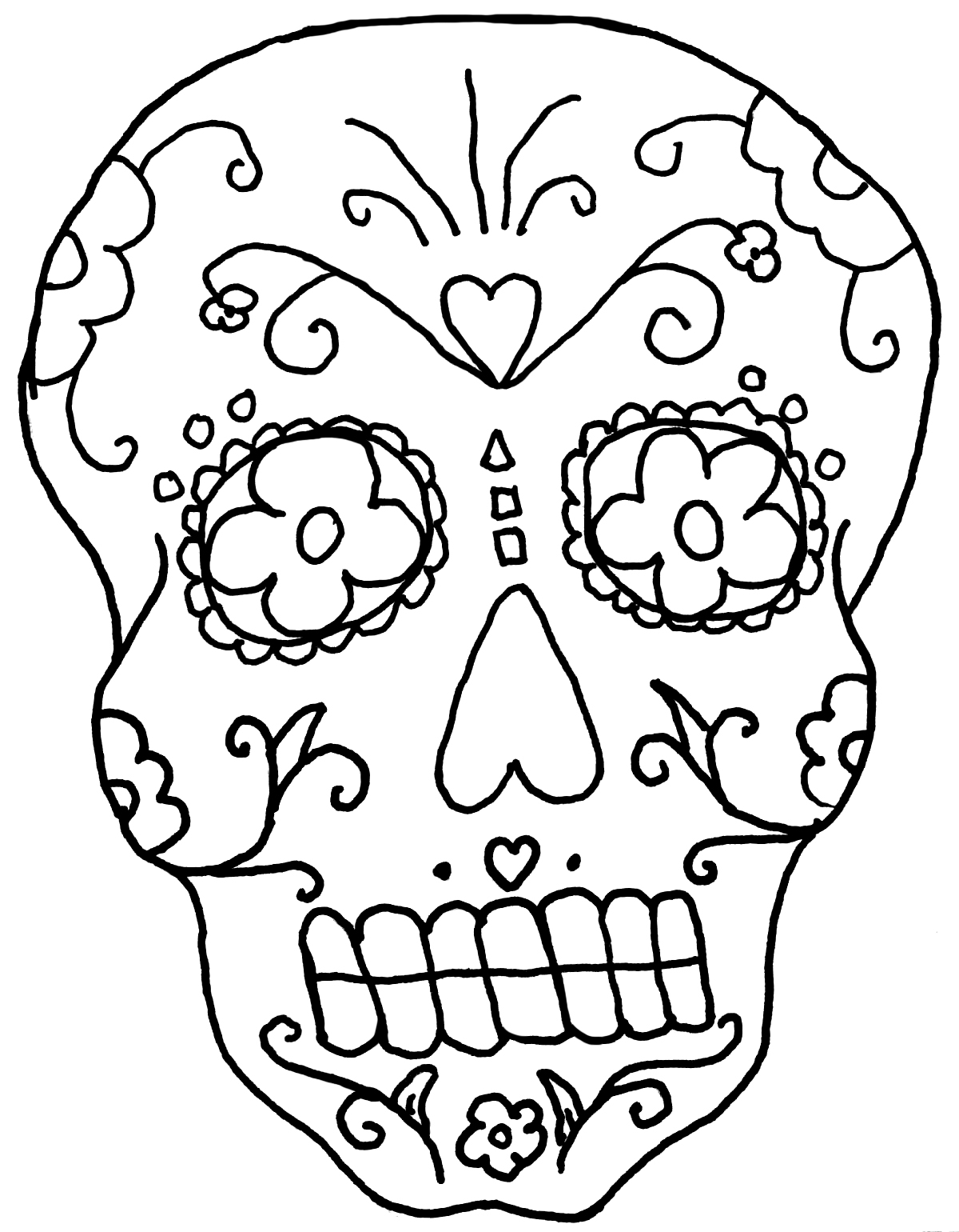 1200x1540 Free Printable Day Of The Dead Coloring Pages