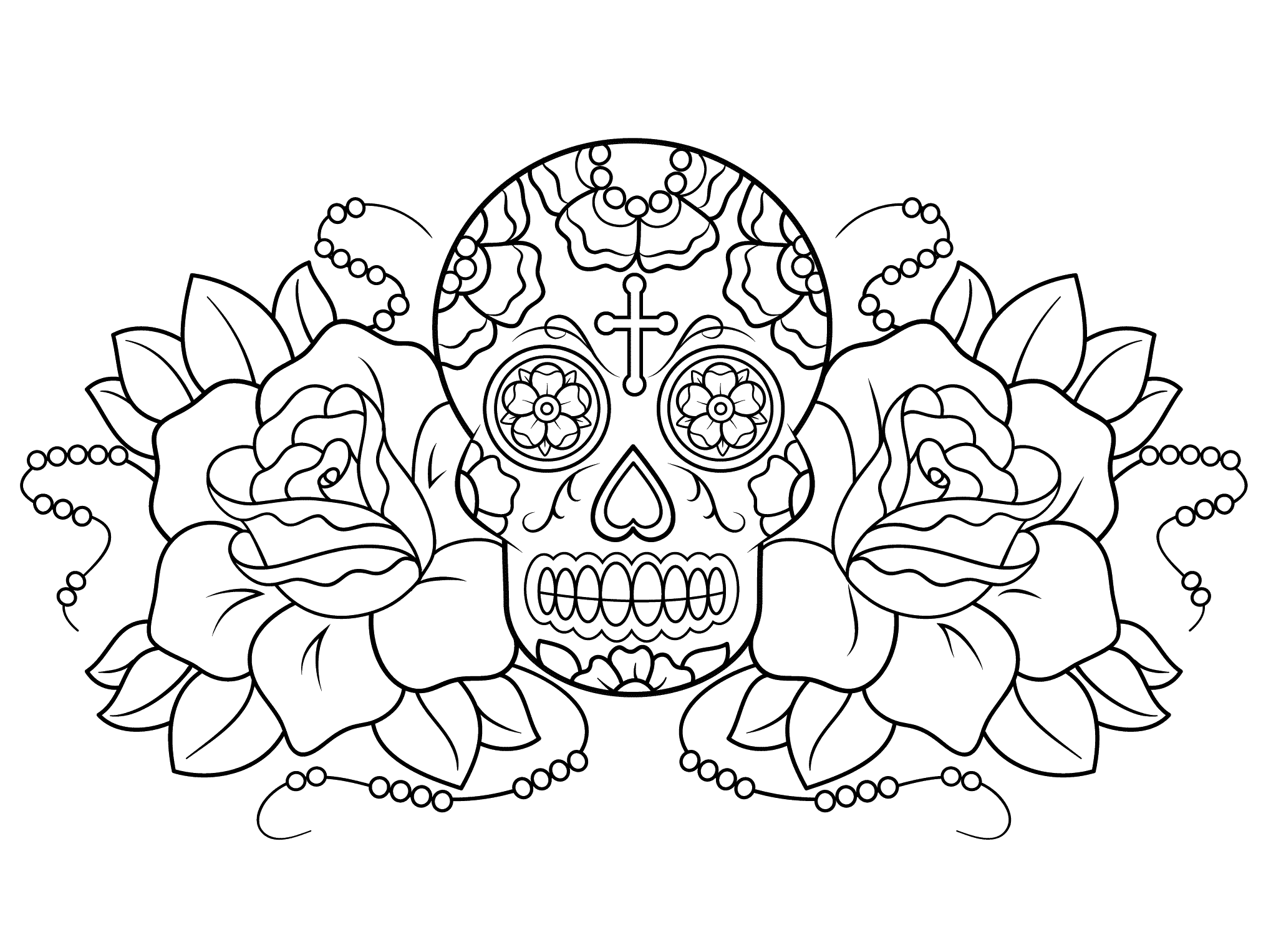 2046x1526 Highest Day Of The Dead Coloring Pages For Adults Free Printable